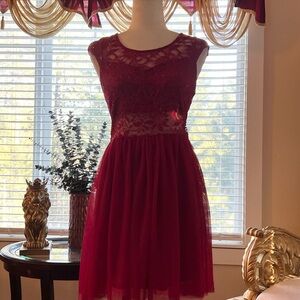 Bailey Blue Burgundy Lace Mini Dress